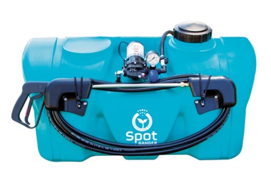 RAPID SPRAY 95 litre Spot Ranger sprayer with 12 volt 8.3 L/min 60 psi pump, pressure regulator & gauge, front & rear interchangeable hose wraps with 6m hose, A