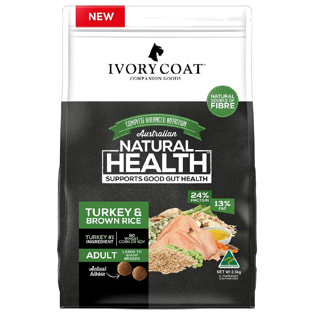 Ivory Coat Adult Dog Large Breed Turkey & Brown Rice 18kg