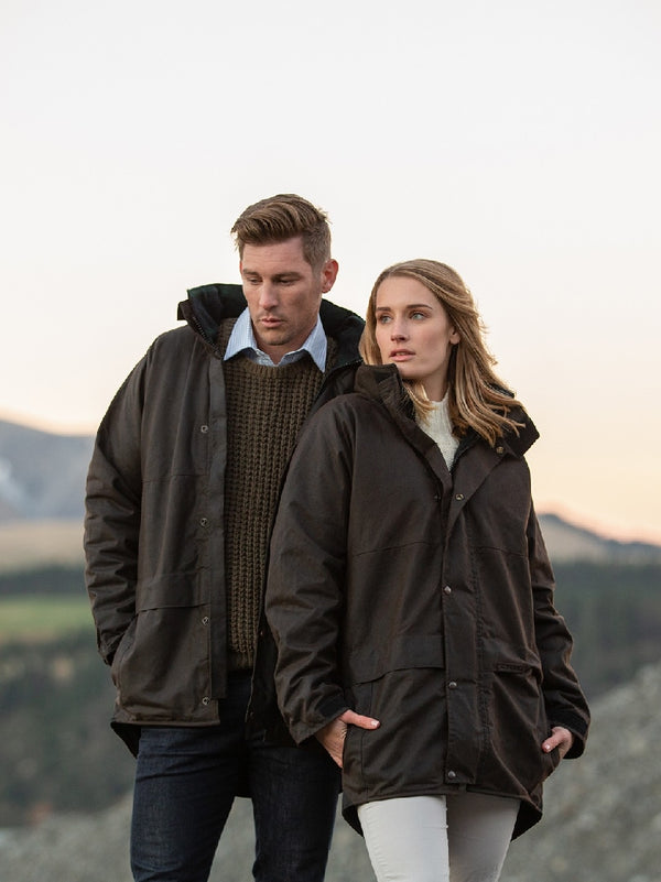 STYX MILL™ Oilskin Brown Wool Lined Pursuits Coat Brown