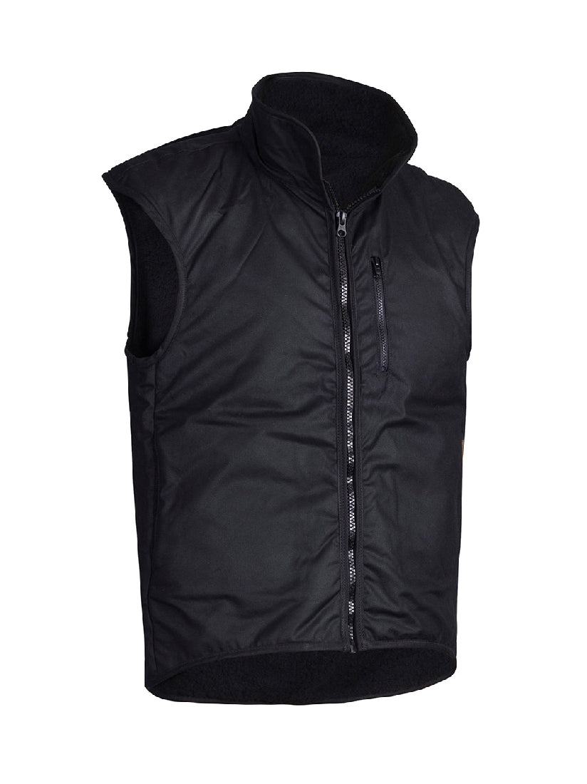 Styx Mill Oilskin Fur Lined Replica Vest - Black