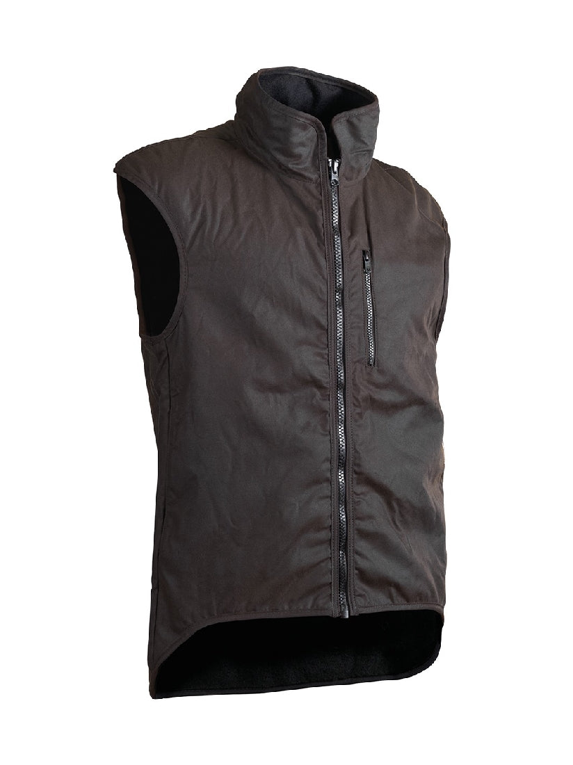 Styx Mill Oilskin Wool Lined Vest - Brown