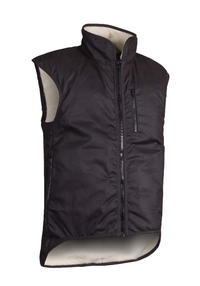 Styx Mill Oilskin Shearling Lined Vest - Brown