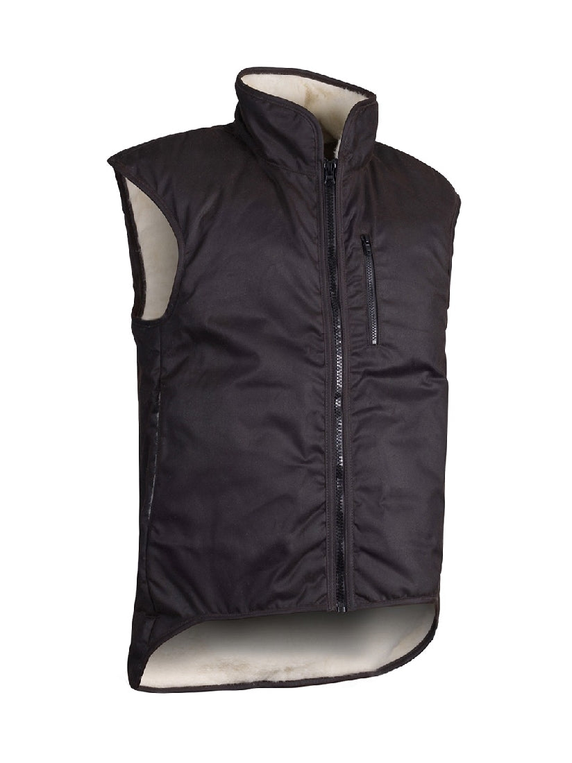 Styx Mill Oilskin Shearling Lined Vest - Brown