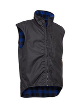 STYX MILL™ Oilskin Black Wool Lined Province Vest Blue Check