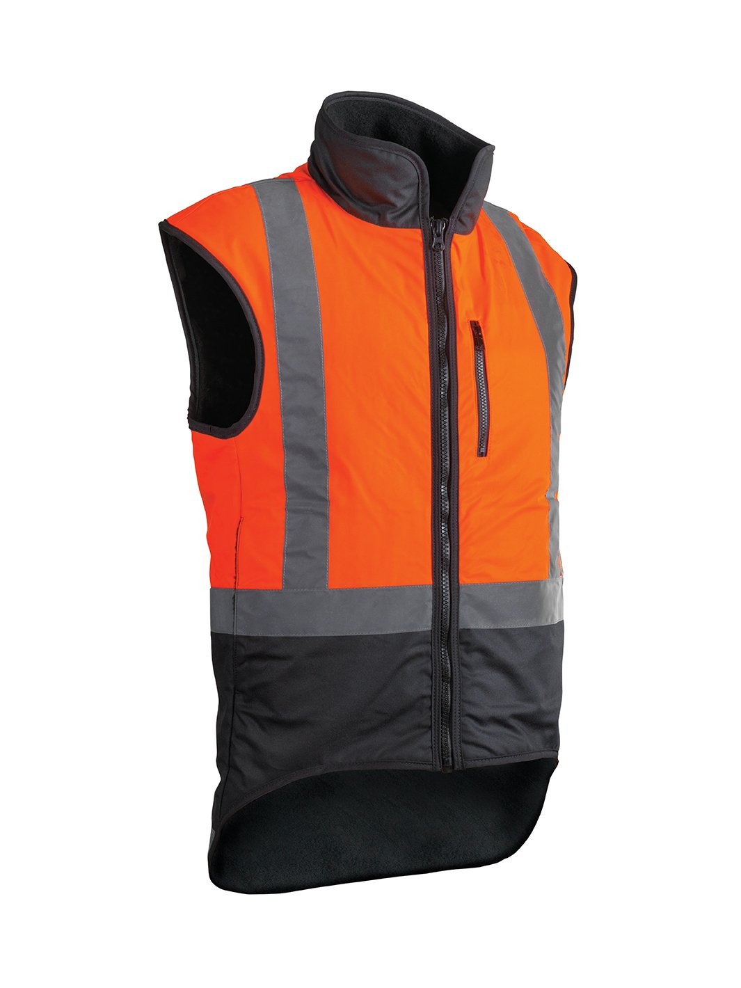 Styx Mill Oilskin Hi Vis Taped Fur Lined Vest - Orange/Brown